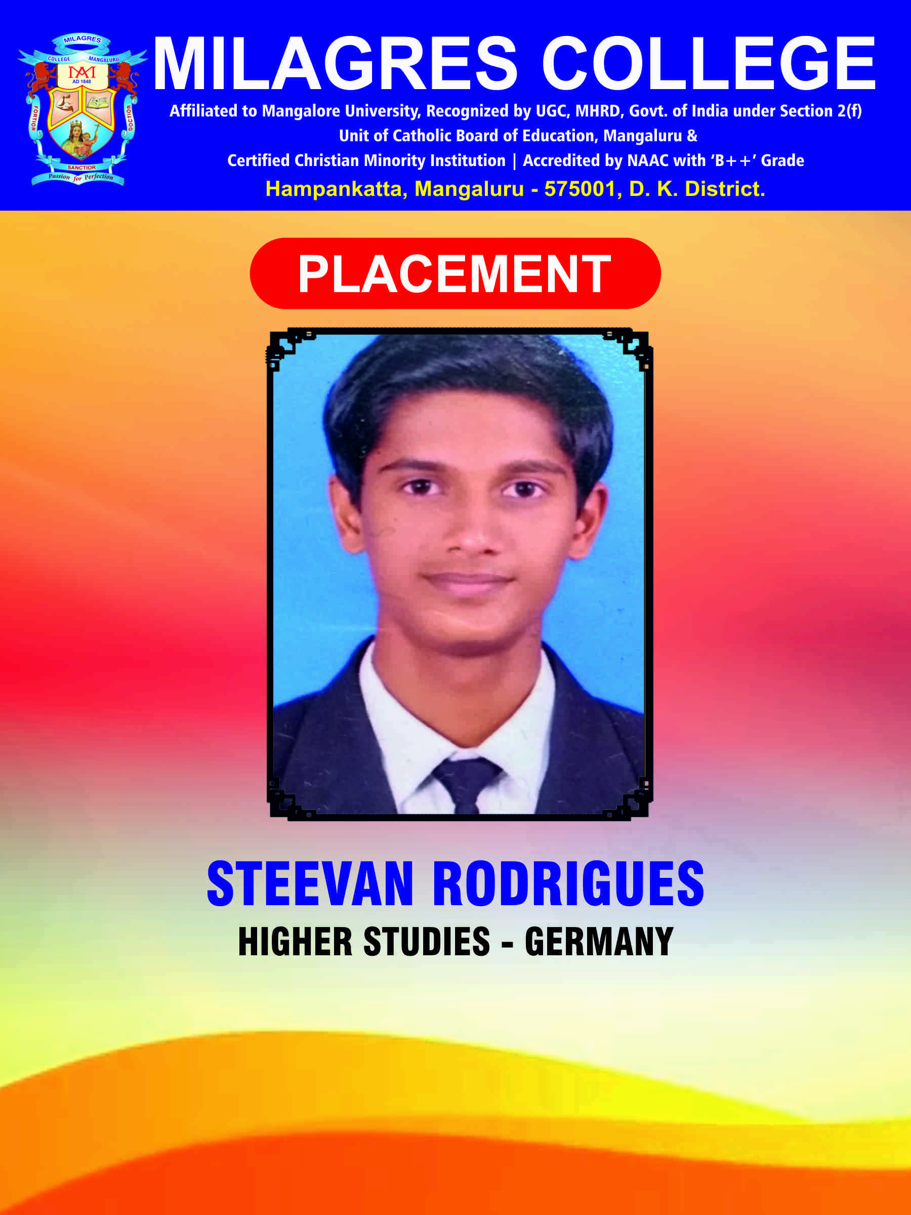 Successfully placed student